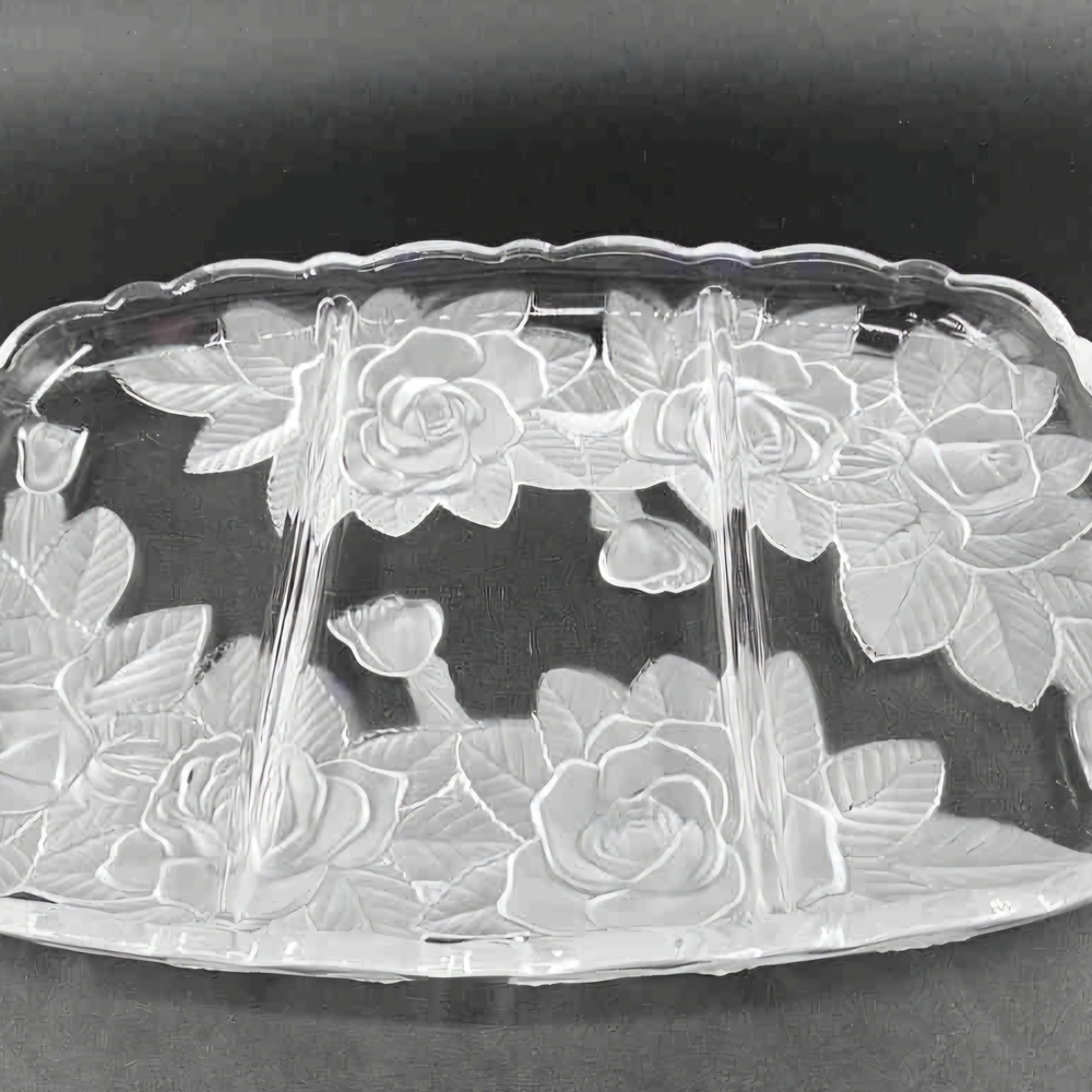 MIKASSA CRYSTAL SERVING TRAY VINTAGE 1980